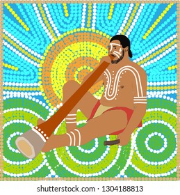 bitmap aboriginal of Australia a sun color