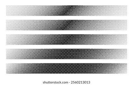 Bitmap Dither Black Linear Angled Gradients with Different Density Isolate on White Back. Retro Style 8 Bit Pixel Art Borders Set Clipart Bundle. Vintage Technology 8Bit Design Element Collection