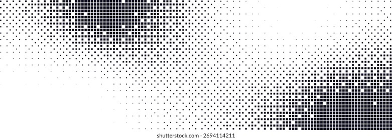 Bitmap dot pattern background with gradient and comic manga overlay effect. Vintage grunge texture with half tone noise and gritty grain.