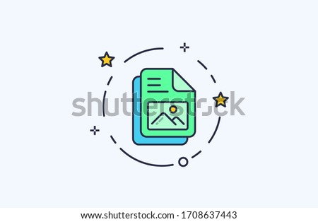 Bitmap image JPG or JPEG document icon in flat line style. Design concept of vector illustration isolated on light background for website and mobile apps.