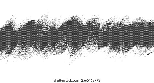 Bitmap pattern background. Textured pixel art border. Retro computer game design. Vector abstract noise gradation. Grainy glitch halftone on white bg