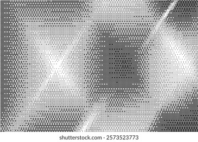 Bitmap pattern with pixel texture. Dotted gradient. Retro vector gradation of computer game bg. Abstract geometric halftone effect. Digital speckle dither wallpaper