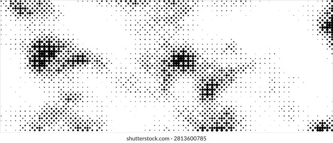 Bitmap pixelated grunge gradient texture. Black and white dither pattern wallpaper. Abstract glitchy pattern. 8 bit video game background. Wide raster backdrop. Retro pixel.Walpaper
