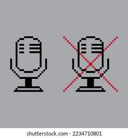 bitmap vector microphone and silent microphone, vector logo icon