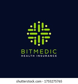 logotipo de bitparo, vector de estado de la cruz de arte de línea abstracto creativo
