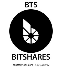 Bitshares Coin cryptocurrency blockchain icon. Virtual electronic, internet money or cryptocoin symbol, logo