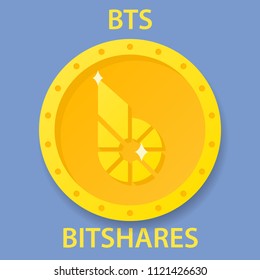 Bitshares Coin cryptocurrency blockchain icon. Virtual electronic, internet money or cryptocoin symbol, logo