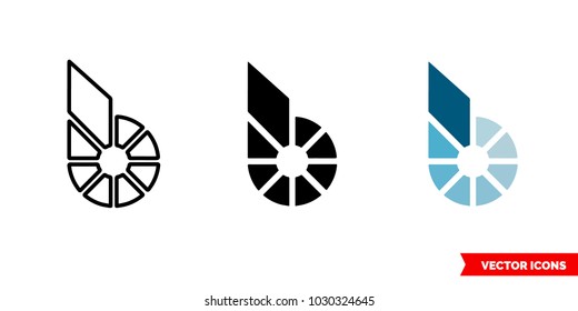 Bitshares icon of 3 types: color, black and white, outline. Isolated vector sign symbol.