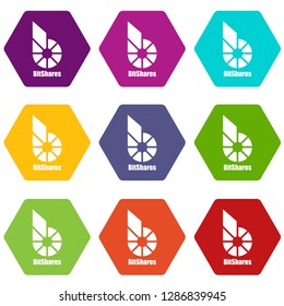 Bitshares icons 9 set coloful isolated on white for web