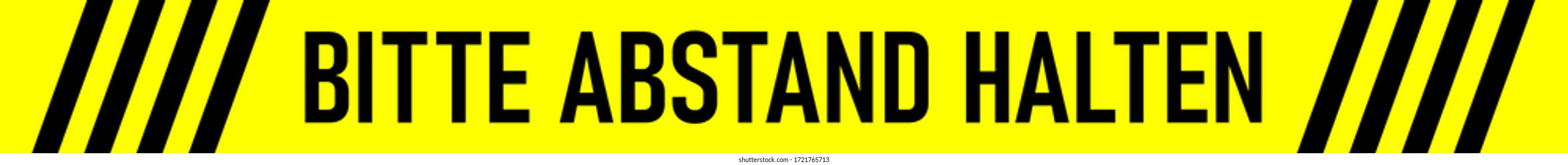 Bitte Abstand Halten ("Please Keep Your Distance" in German) Social Distancing Floor Marking Stripe Icon. Vector Image.