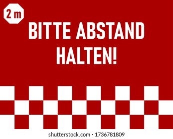 Bitte Abstand Halten ("Please Keep Your Distance" in German) 2 m or 2 Metres Rectangular Social Distancing Floor Marking Sticker Icon with an Aspect Ratio of 4:3. Vector Image.