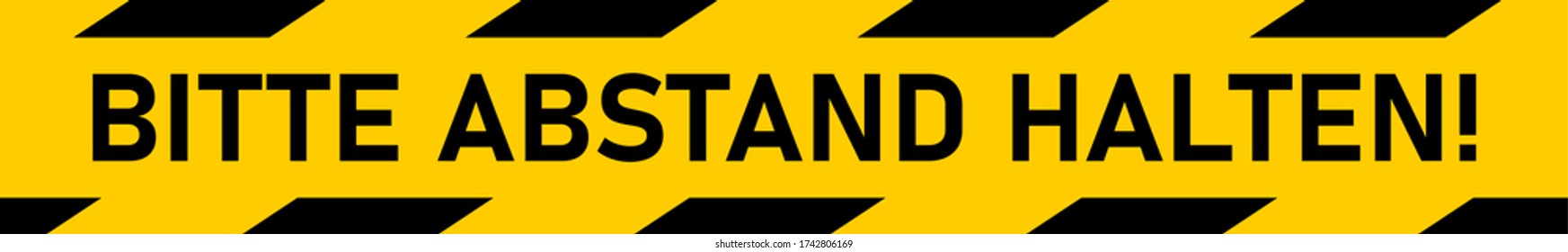 Bitte Abstand Halten ("Please Keep Distance" in German) Social Distancing Floor Marking Security Stripe Sticker Icon. Vector Image.