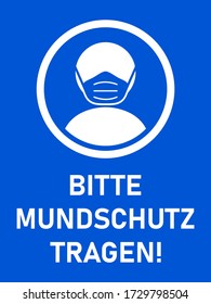 Bitte Mundschutz Tragen ("Please Wear a Face Mask" in German) Instruction Icon with an Aspect Ratio of 3:4. Vector Image.