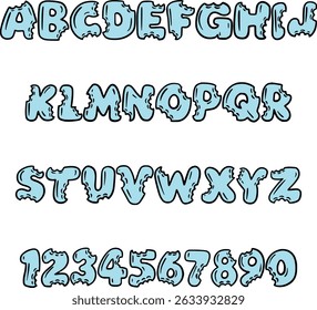 Bitted Chewed typography font lettering ABC cartoon vector text