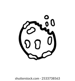 Icono de garabato de galletas americanas mordidas. Elemento único. Stock Clipart aislado sobre un fondo blanco. Para el volante, etiqueta engomada, tarjeta, logotipo, símbolo. Ilustración vectorial de Diseño gráfico

