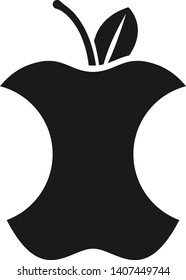 Bitten apple. Apple bite icon. Eaten fruit icon. Black silhouette. Vector illustration