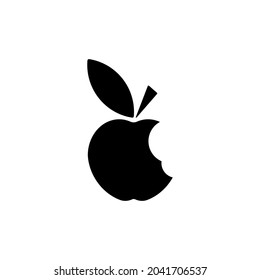 Bitten apple Black icon. Vector illustration isolated on white background.