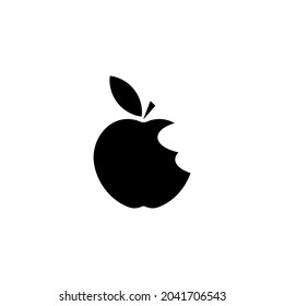 Bitten apple Black icon. Vector illustration isolated on white background.