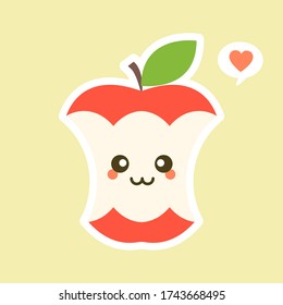 bitten apple characters design illustrations. Fruits Characters Collection: Vector illustration of a funny and smiling apple character.