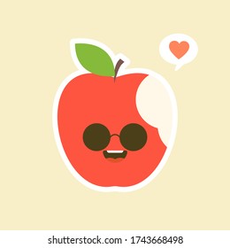 bitten apple characters design illustrations. Fruits Characters Collection: Vector illustration of a funny and smiling apple character.