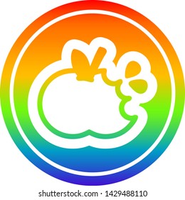 bitten apple circular icon with rainbow gradient finish