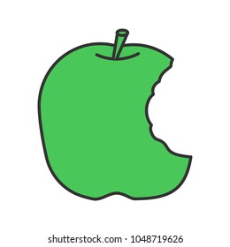 Bitten apple color icon. Healthy teeth. Isolated vector illustration
