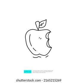 Bitten Apple Doodle Vector Icon
