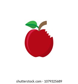 Bitten apple flat icon, vector sign, colorful pictogram isolated on white. Forbidden fruit symbol, logo illustration. Flat style design