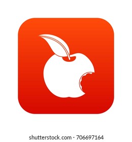 Bitten apple icon digital red for any design isolated on white vector illustration