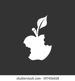 Bitten apple icon isolated on black background. Bitten apple vector logo. Flat design style. Modern vector pictogram for web graphics - stock vector