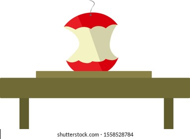 Bitten apple, illustration, vector on white background.