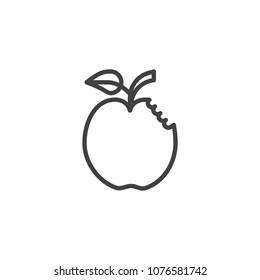 Bitten apple outline icon. linear style sign for mobile concept and web design. Forbidden fruit simple line vector icon. Symbol, logo illustration. Pixel perfect vector graphics