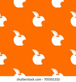 Bitten apple pattern repeat seamless in orange color for any design. Vector geometric illustration