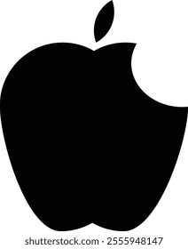 Bitten Apple silhouette with bite off vector symbol