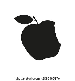 Bitten apple silhouette black icon. Bite apple symbol. Vector isolated on white