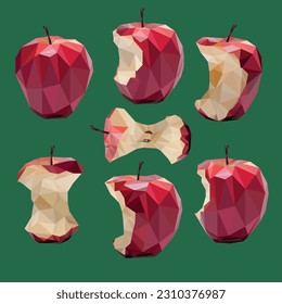 a bitten apple in the style of low poly
