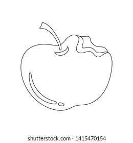 Bitten apple vector colorless. Outline apple cartoon. 
