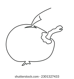 Bitter Apfel und Wurm. Stilisiertes Bild in einer einzigen Linie minimalistischer Kunsttechnik