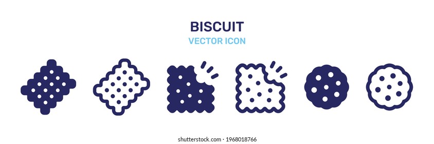 Bitten biscuit, cookies icon set. Vector illustration