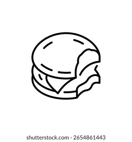 Icono de la hamburguesa mordida. Icono simple de Bitten Burger para redes sociales, App y Diseño web. Ilustración vectorial