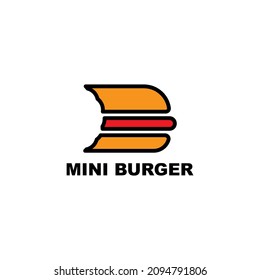 diseño del logotipo de la hamburguesa mordida. mini hamburguesa. ilustración vectorial