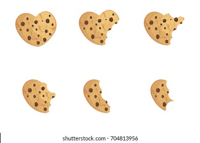 Bitten  chip cookie vector illustration set 