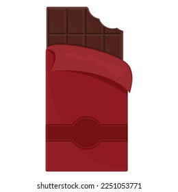 a bitten chocolate bar, color vector isolated cartoon-style illustration