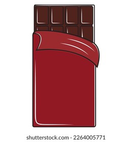 a bitten chocolate bar, color vector isolated cartoon-style illustration
