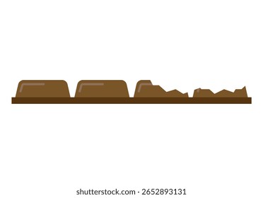 Barra de chocolate mordida em um fundo branco
