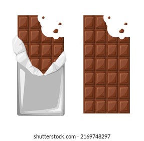 Bitten chocolate bars on a white background.
