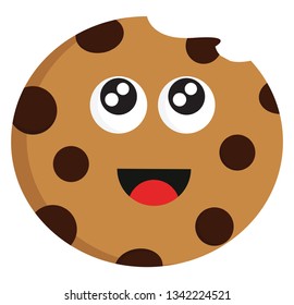 Bitten chocolate biscuit illustration color vector on white background