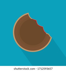 bitten chocolate cake with jelly- vector illustration