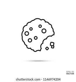 Bitter Schokoladenkeks mit Krümeln Vektorsymbol. Symbol für süße Lebensmittel.