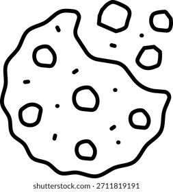 Icono de contorno de galletas de chispas de chocolate mordido
